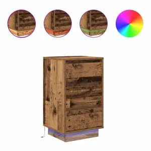 Noptiera cu lumini LED Lemn vechi 38x34x65 cm