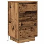 Noptiera cu lumini LED Lemn vechi 38x34x65 cm