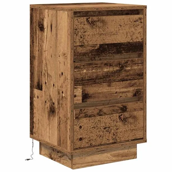 Noptiera cu lumini LED Lemn vechi 38x34x65 cm