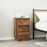 Noptiera cu lumini LED Lemn vechi 38x34x65 cm