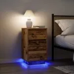 Noptiera cu lumini LED Lemn vechi 38x34x65 cm