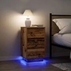 Noptiera cu lumini LED Lemn vechi 38x34x65 cm