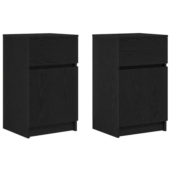 Noptiere, 2 buc., negru, 39x35x65 cm, lemn prelucrat