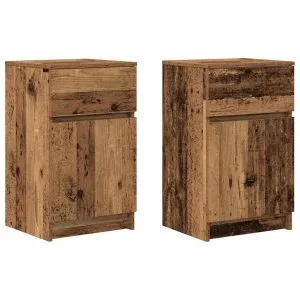 Noptiere, 2 buc., lemn vechi, 39x35x65 cm, lemn prelucrat