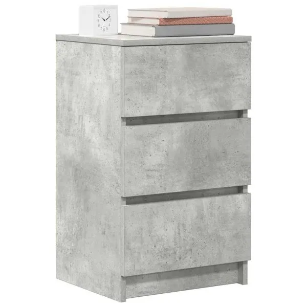 Noptiera cu 3 sertare gri beton 39x35x65 cm