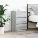 Noptiere cu 3 sertare 2 buc Gri Sonoma 39x35x65 cm