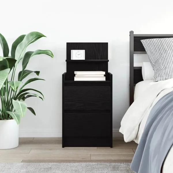 Noptiera cu 2 sertare Negru 38x34x80 cm