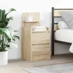 Noptiere cu 2 sertare 2 buc Stejar Sonoma 38x34x80 cm