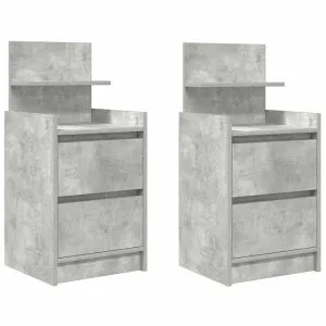 Noptiere cu 2 sertare 2 buc Beton Gri 38x34x80 cm