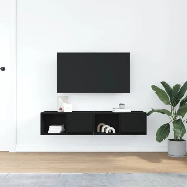 Dulapuri TV 2 buc stejar negru 60x31x25,5 cm lemn prelucrat
