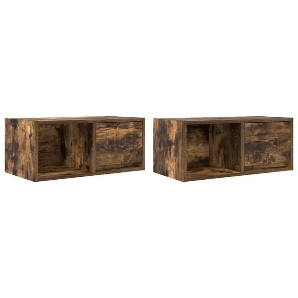 Dulapuri TV 2 buc Stejar afumat 60x31x25,5 cm Lemn prelucrat