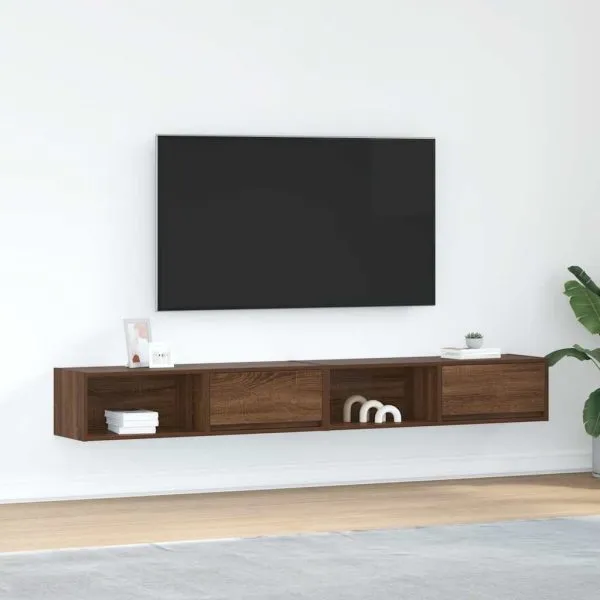 Dulapuri TV 2 buc Stejar maro 100x31x25,5 cm Lemn prelucrat