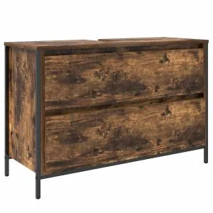 Dulap pentru baie cu sertare stejar afumat 90×34,5×60 cm