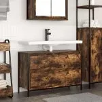 Dulap pentru baie cu sertare stejar afumat 90x34
