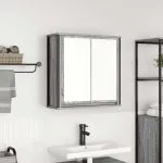 Dulap de baie cu oglindă Gri Sonoma 60x21x60 cm
