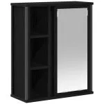 Dulap de baie cu oglindă stejar negru 50x21x60 cm
