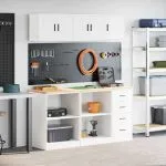 Dulapuri de garaj 6 buc Lemn artificial alb