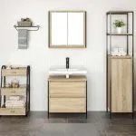 Set mobilier de baie, 2 piese, stejar sonoma, lemn prelucrat