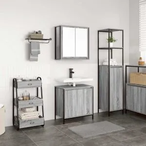 Set mobilier de baie, 2 piese, gri sonoma, lemn prelucrat