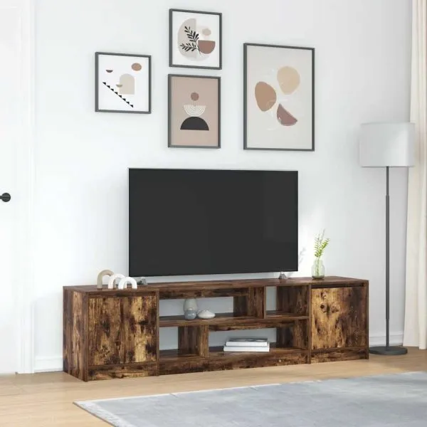 Comodă TV, stejar fumuriu 188,5x41x50 cm lemn compozit