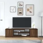 Comodă TV, stejar maro, 188,5x41x50 cm, lemn prelucrat