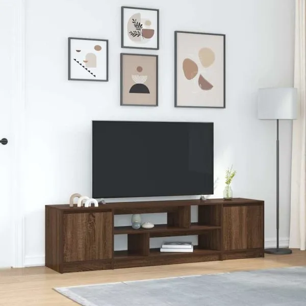 Comodă TV, stejar maro, 188,5x41x50 cm, lemn prelucrat