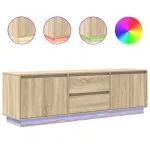 Dulap TV cu lumini LED Stejar Sonoma 160,5x41x50 cm