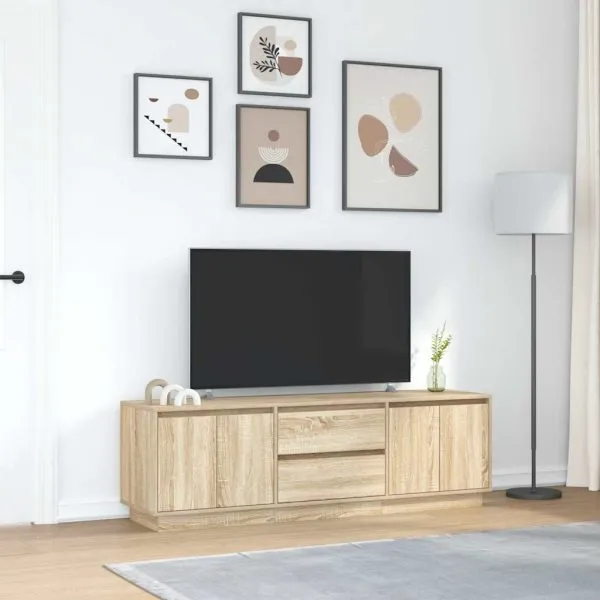 Dulap TV cu lumini LED Stejar Sonoma 160,5x41x50 cm
