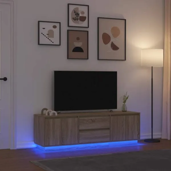 Dulap TV cu lumini LED Stejar Sonoma 160,5x41x50 cm
