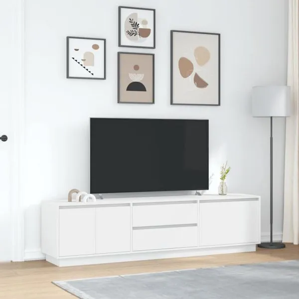 Dulap TV cu lumini LED alb 193,5x41x50 cm