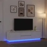 Dulap TV cu lumini LED alb 193,5x41x50 cm