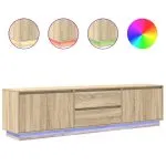 Dulap TV cu lumini LED Stejar Sonoma 193,5x41x50 cm