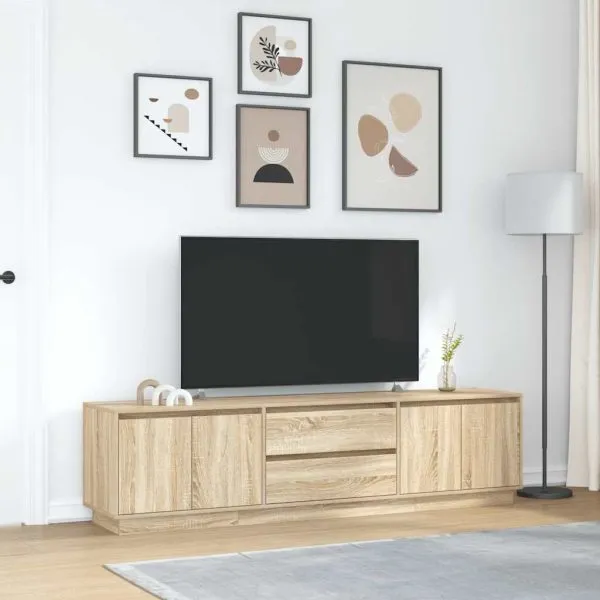 Dulap TV cu lumini LED Stejar Sonoma 193,5x41x50 cm