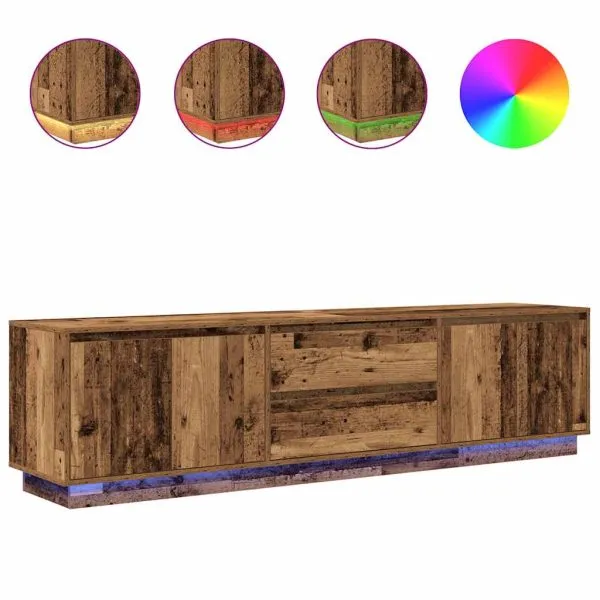 Dulap TV cu lumini LED Lemn vechi 193,5x41x50 cm