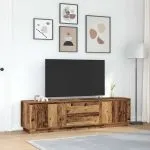 Dulap TV cu lumini LED Lemn vechi 193,5x41x50 cm
