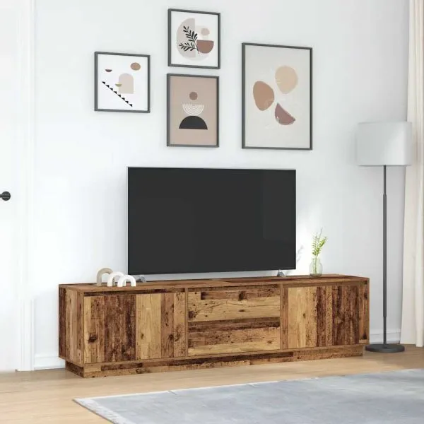 Dulap TV cu lumini LED Lemn vechi 193,5x41x50 cm