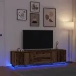 Dulap TV cu lumini LED Lemn vechi 193,5x41x50 cm