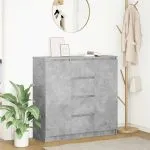 Bufetă cu sertare Gri beton 100,5x35x98,5 cm Lemn prelucrat
