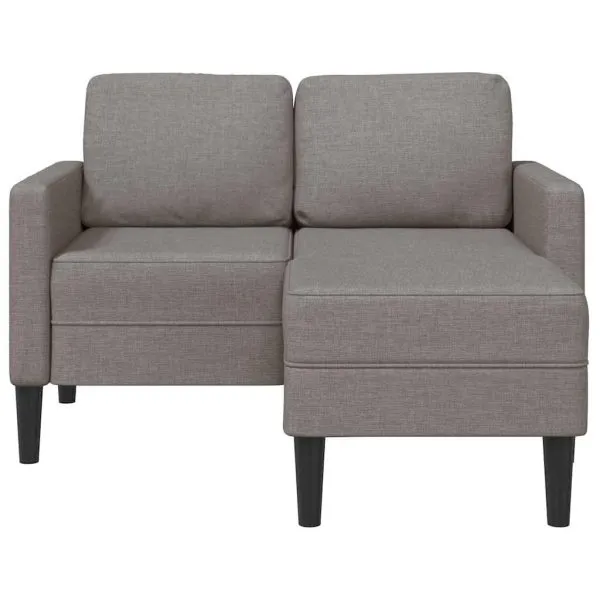 Canapea cu 2 locuri cu șezlong în formă de L, taupe, 125 cm