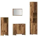 Set mobilier de baie, 4 piese, lemn vechi, lemn prelucrat