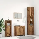Set mobilier de baie, 4 piese, lemn vechi, lemn prelucrat