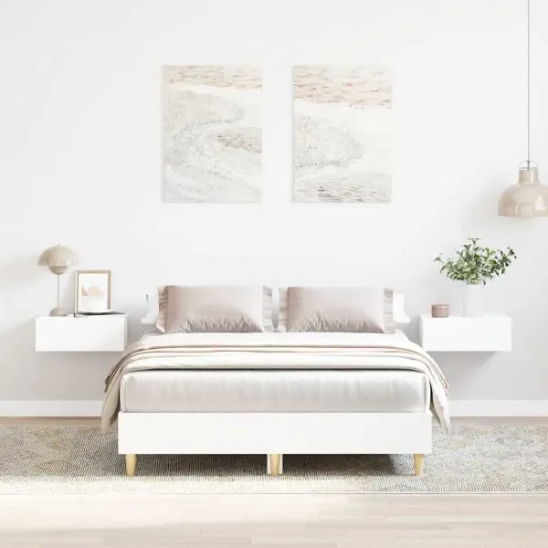 Cadru de pat fără saltea, alb, 120×200 cm, lemn prelucrat