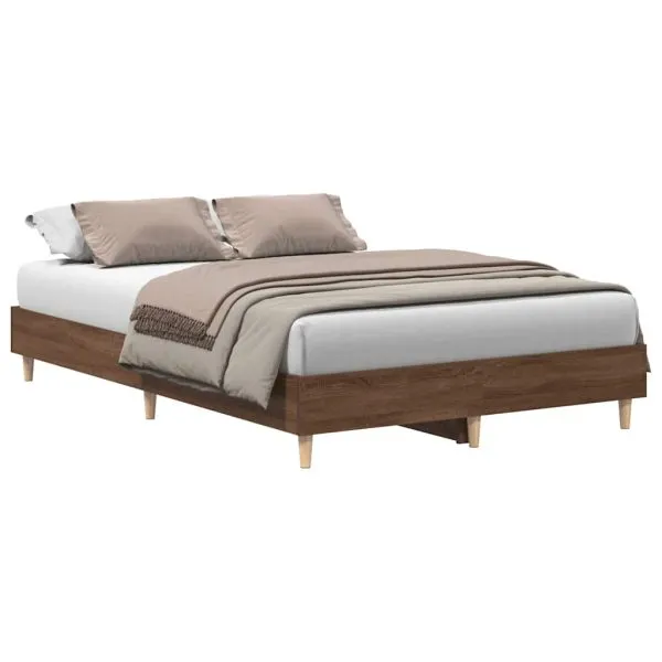 Cadru pat fără saltea Stejar maro 135×190 cm Lemn prelucrat
