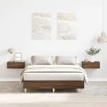 Cadru pat fără saltea Stejar maro 135×190 cm Lemn prelucrat
