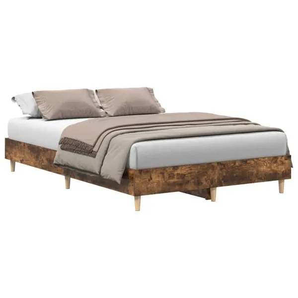 Cadru pat fără saltea Stejar afumat 120×190 cm Lemn prelucrat