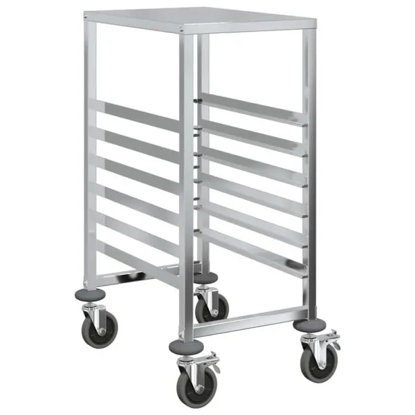 Cărucior cu tăvi cu 6 containere GN 39x55x87 cm oțel inoxidabil