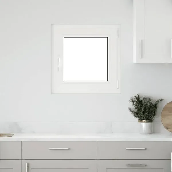 Fereastra de subsol „RISOR” 60×60 cm Pt&Turn DIN Dreapta Alb
