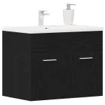 Dulap chiuvetă baie, stejar negru, 60×38,5x46cm, lemn prelucrat