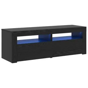 Dulap TV cu LED stejar negru 120x35x40 cm lemn prelucrat