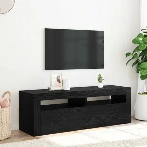Dulap TV cu LED stejar negru 120x35x40 cm lemn prelucrat